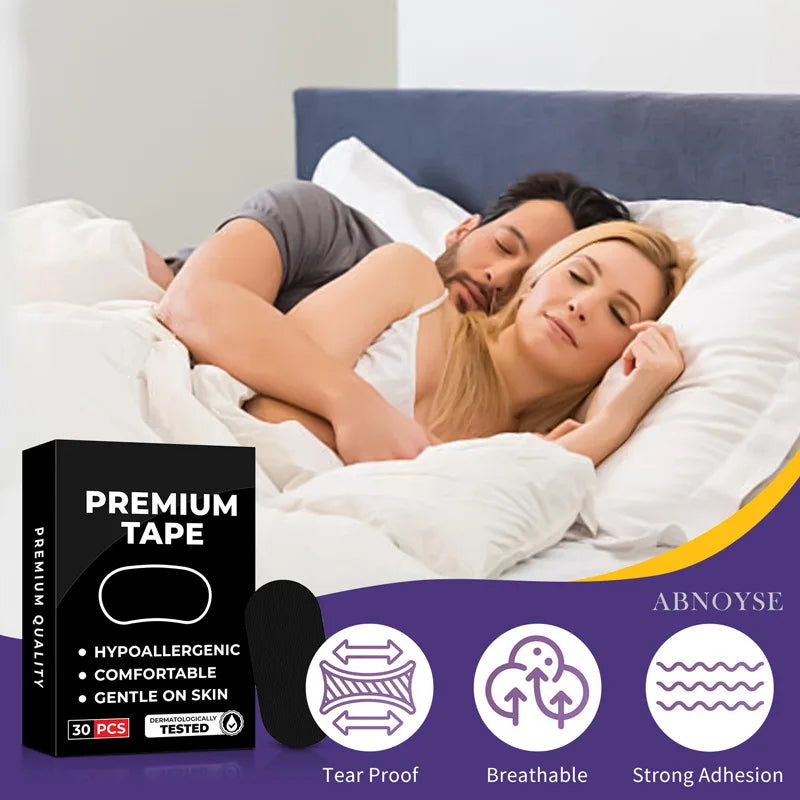 Delikatne Taśmy na Usta do Snu w opakowaniu Premium Tape, 30 sztuk, hipoalergiczne i komfortowe.